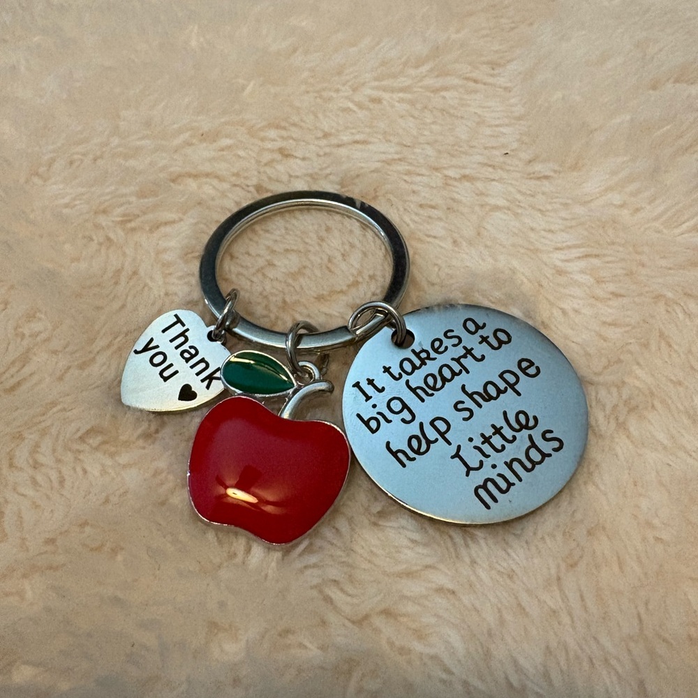 Red Apple Teacher Keychain